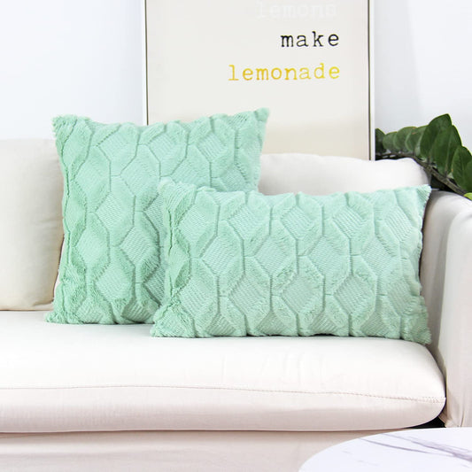 Pack of 2 bundle One 18"x18" with a matching color of one 12"x20" Square and rectangle combo set throw pillow covers with inserts