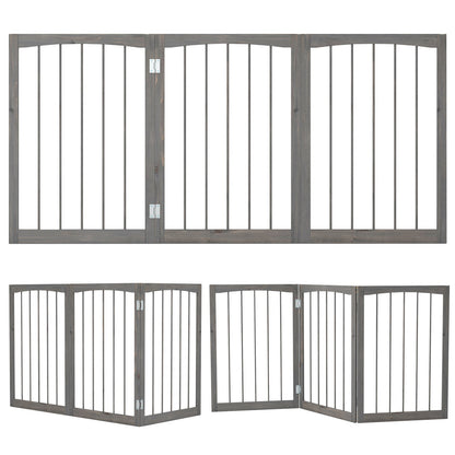 30 Inch Tall Wooden Pet Fence for Cats Small and Medium Dogs-Gray