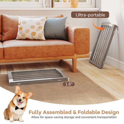 30 Inch Tall Wooden Pet Fence for Cats Small and Medium Dogs-Gray
