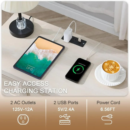 Nightstand Set of 2 With Charging Station
