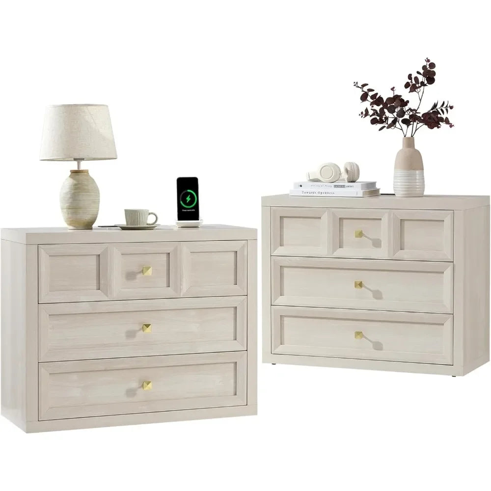 Nightstand Set of 2 With Charging Station