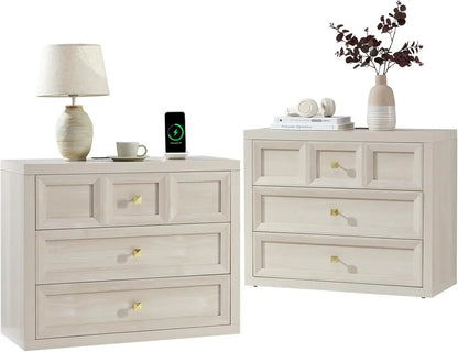 Nightstand Set of 2 With Charging Station